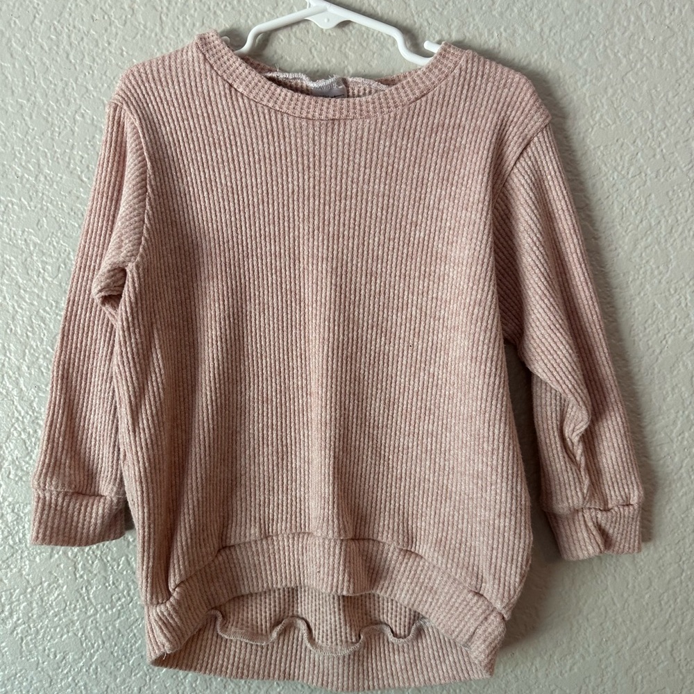 Little Nugget Knits Blush Chenille Waffle Sweater size 2T